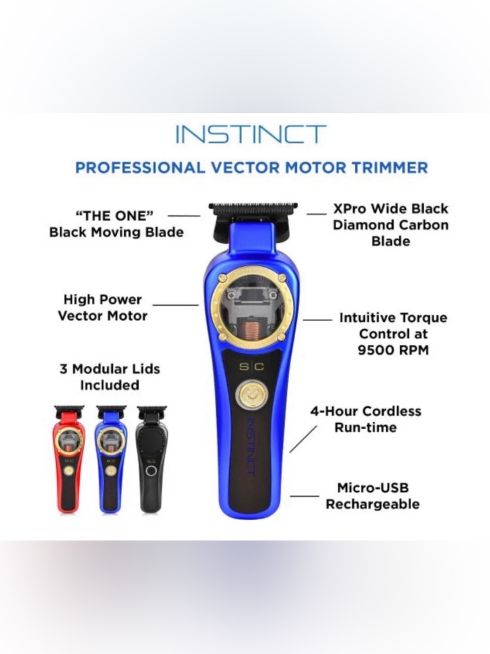 StyleCraft Instinct Professional Vector Motor Trimmer Blue & Black